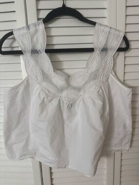 J crew White Cotton Eyelet Tank Top